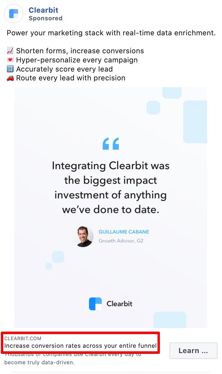 Clearbit Facebook Ad
