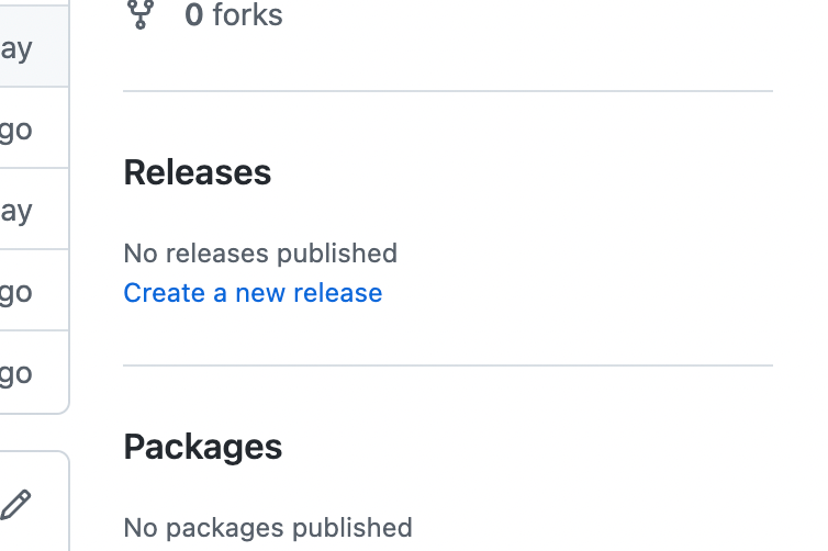 Section on the GitHub project page where you can click a link to make your first release.