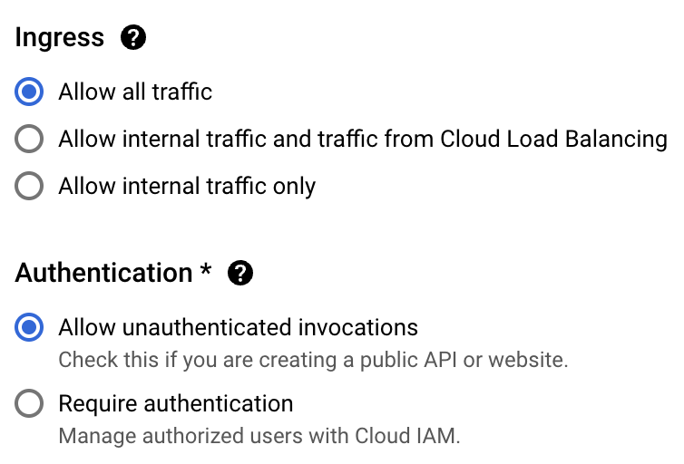 Cloud Run Config Ingress and Authentication