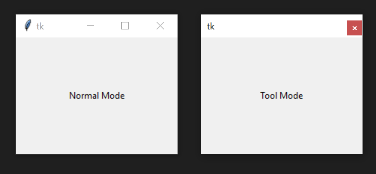 Normal and tool mode