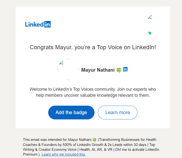 LinkedIn Top Voice Badge