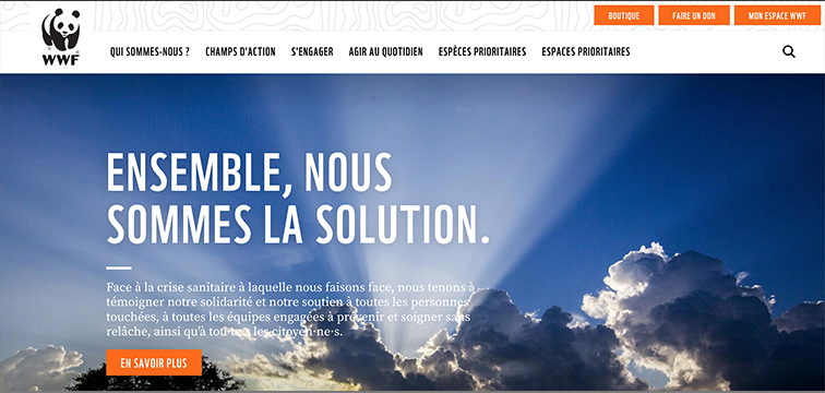 A French version of a WWF website homepage.