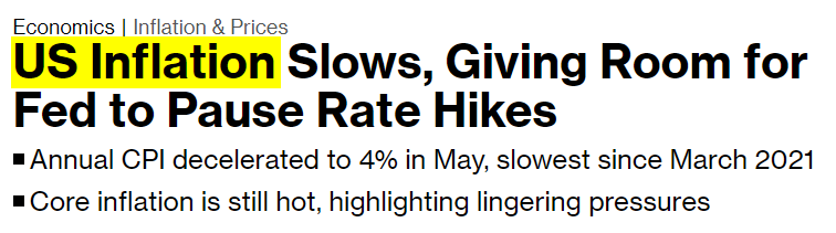 Headline about inflation data