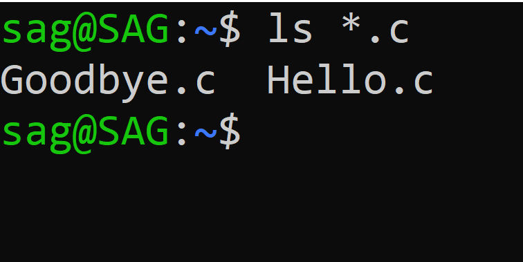 What happens when you type “ls *.c” in Bash