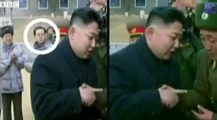 Kim Jong-un deletes person from photo.
