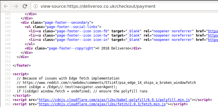 Major sites running unauthenticated JavaScript on their payment pages