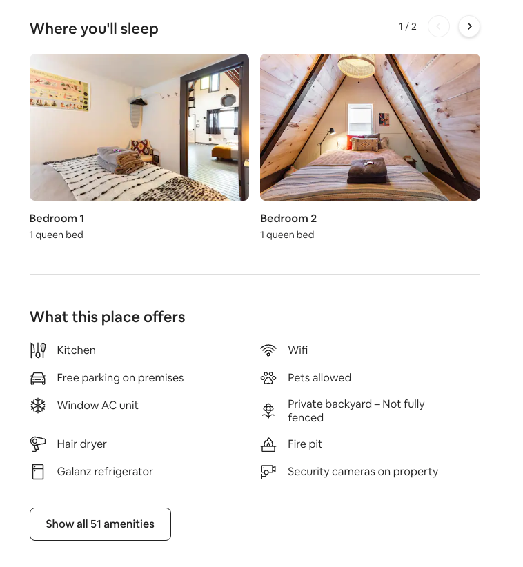 Where you’ll sleep thumbnail images of a specific property, with a triangular roof