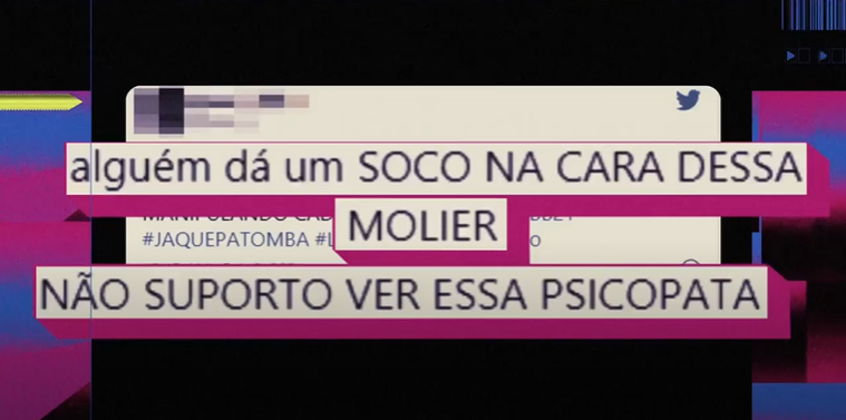 Tweet dizendo “alguém dá um soco na cara dessa mulher, não suporto ver essa psicopata.”