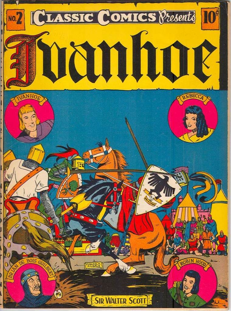 Ivanhoe on the cover of Classic Comics.