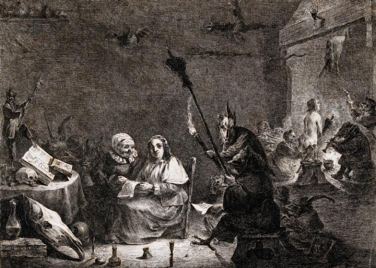 Preparation for the witches’ sabbath. David Teniers (1610–1690). Wellcome Institute