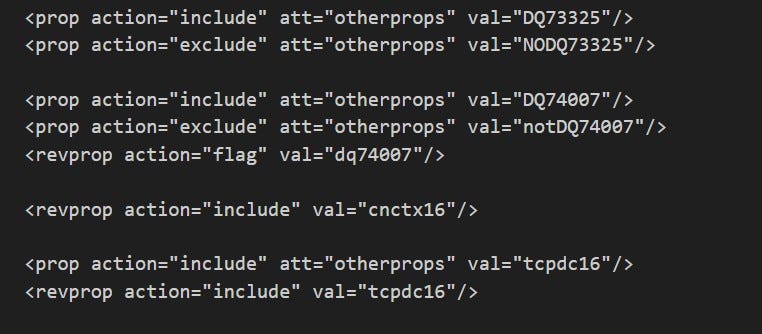 Sample ditaval showing common inconsistencies