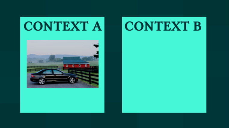 Still from video showing Context A and Context B