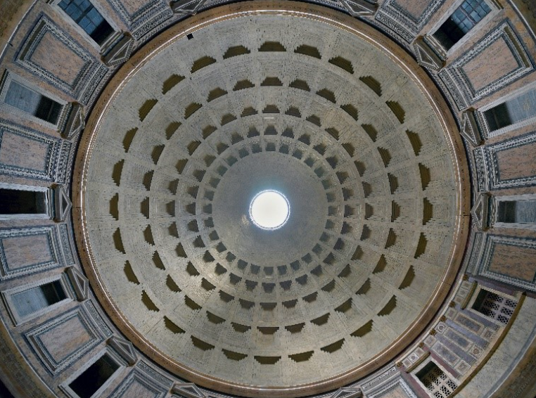 The dome of the Pantheon was constructed using cement-free concrete and it withstands the forces of nature since ancient times (source: “Architas, CC BY-SA 4.0, https://commons.wikimedia.org/w/index.php?curid=70188093")