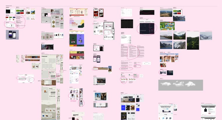 Preview from part of tax-free.no project’s moodboard before it all is structured and presented to stakeholders