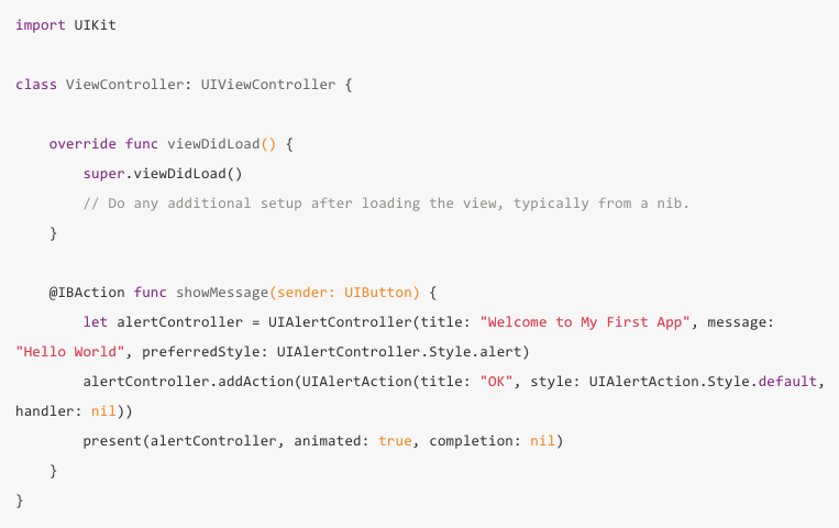 import UIKit class ViewController: UIViewController { override func viewDidLoad() { super.viewDidLoad() // Do any additional