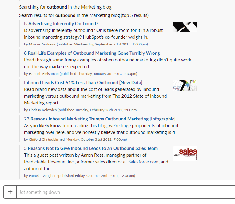Hubspot blogs for Slack