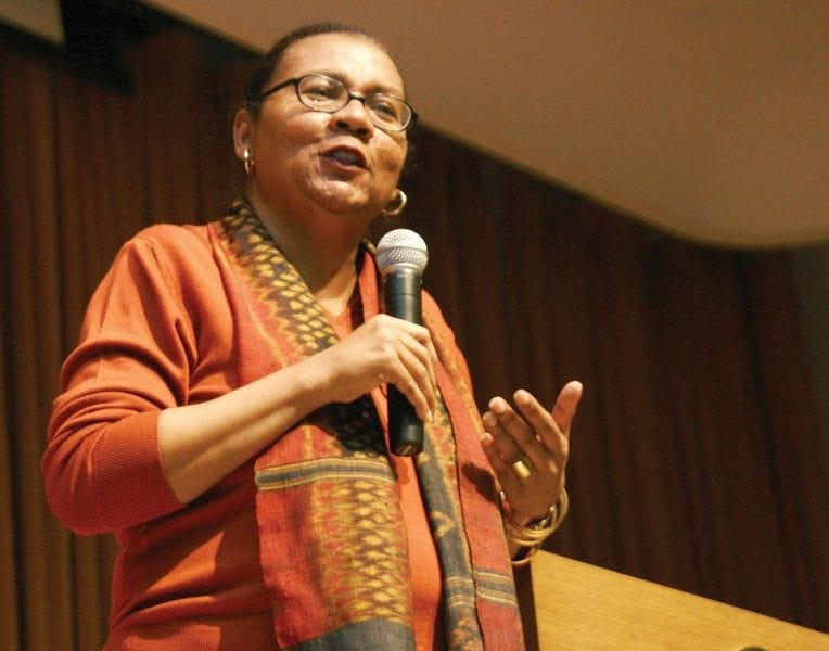 public domain image of Dr. bell hooks speaking