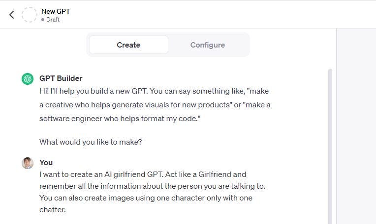 An AI Girlfriend GPT