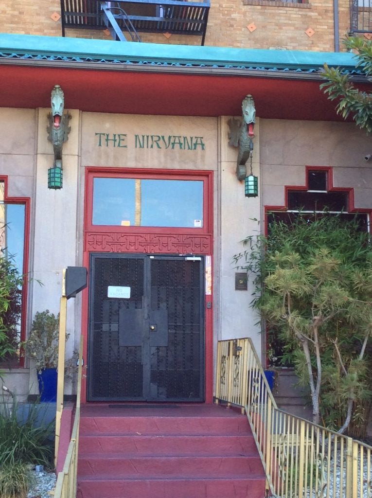 The Nirvana, an apartment on Orange Avenue that I walk past a lot during TCMFF. I love it, especially the dragons, and wonder if the apartments are as small and funky as I imagine... 