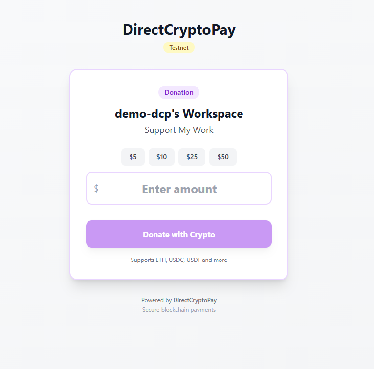 Accept Crypto Donations on Your Website | Free, Non-Custodial