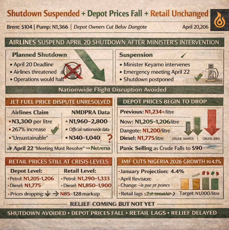 Airlines Suspend Shutdown as Depot Prices Fall: Relief is Starting But