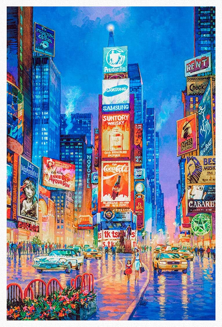 Times Square Oil Painting by Roustam Nour