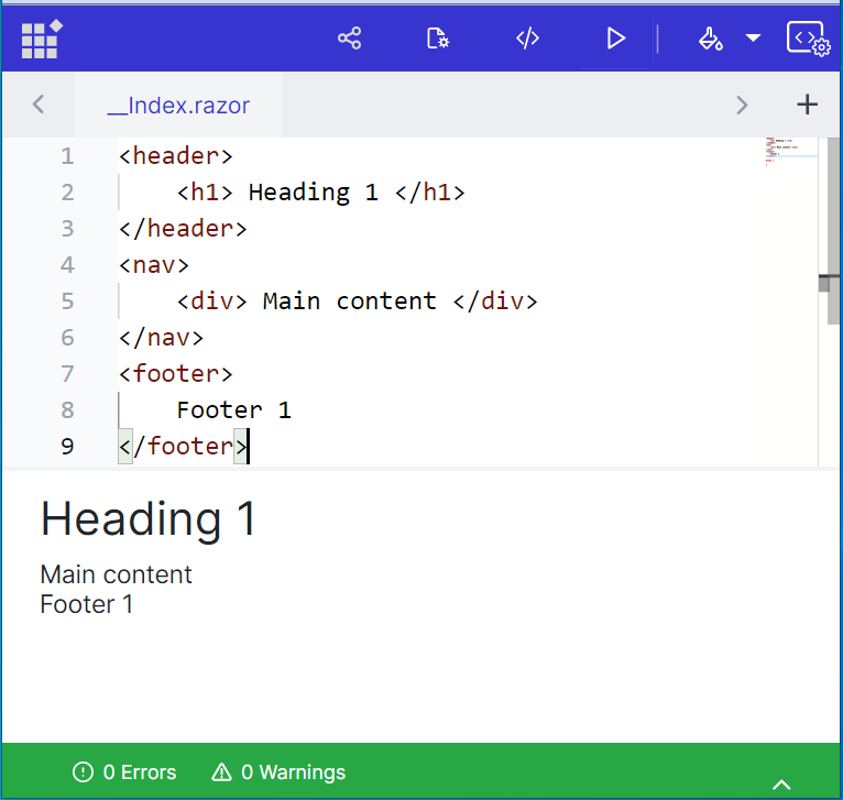 Rendering a basic layout for components using the Blazor Playground app