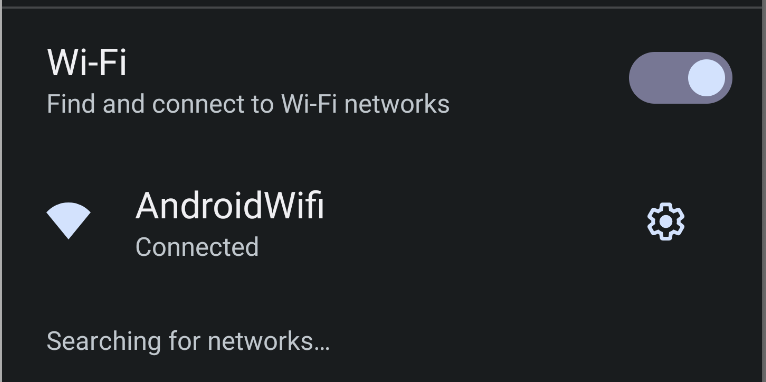 Connected wifi name with gear icon on the right.