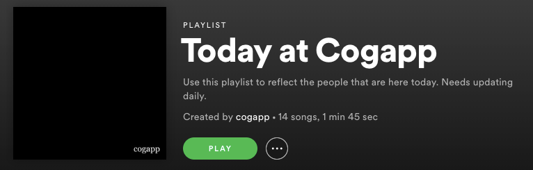 Today at Cogapp playlist on Spotify