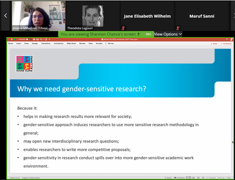Slide from the talk focussing on why we need gender-sensitive research