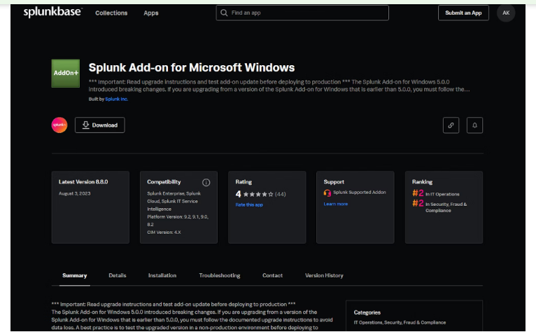 Download and Install the Splunk Add-on for Windows