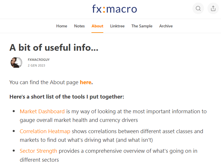 FXMacro about page on Substack