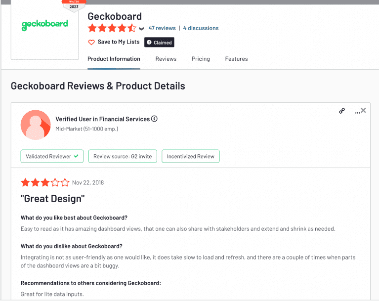 Geckoboard Reviews on G2