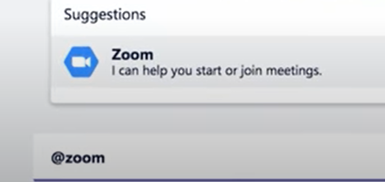 @ mention Zoom in the Microsoft Teams interface
