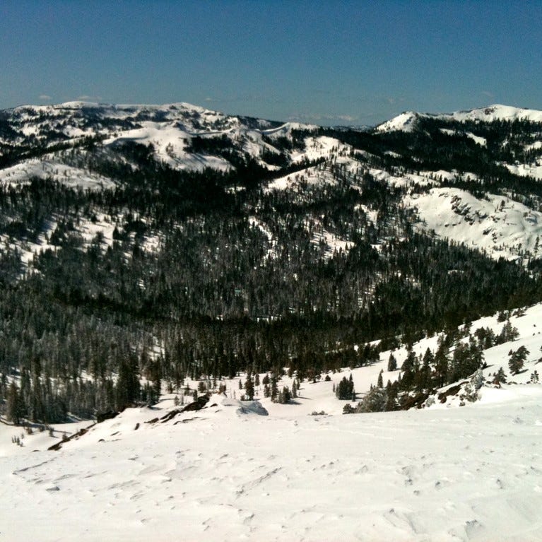 Squaw Valley Alpine Meadows in Lake Tahoe, California mountain.