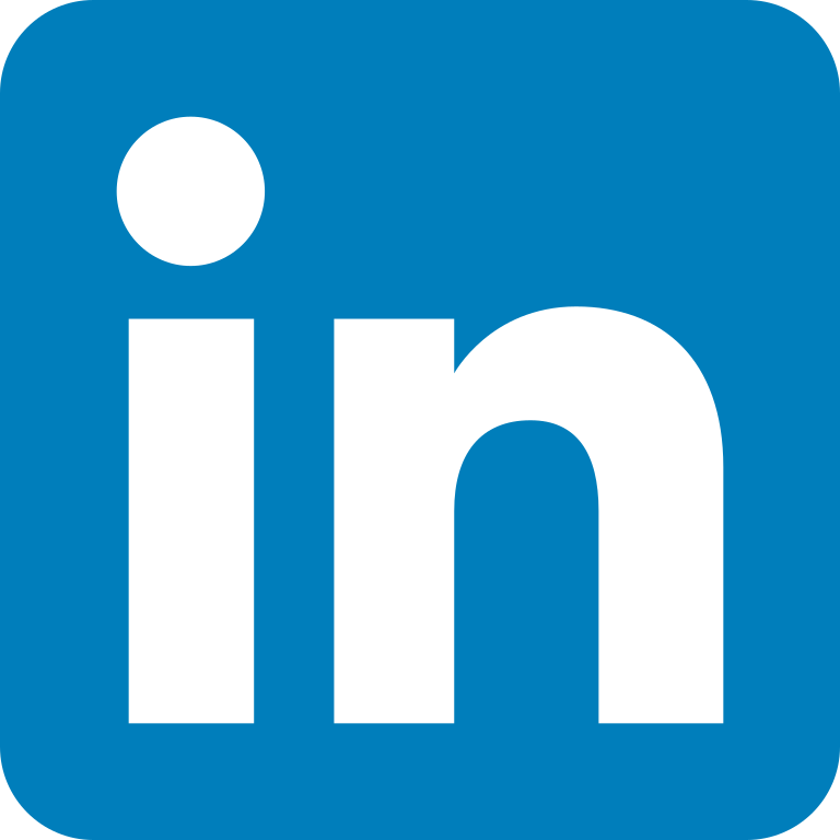 The LinkedIn logo: a royal blue background with a white “in” over top.