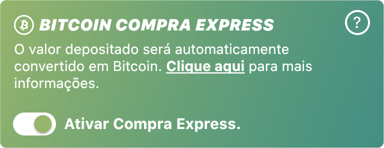 Ative a Compra Express na Bancryp para receber em Bitcoin.