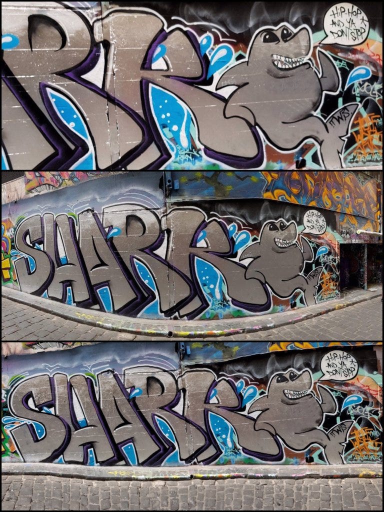 Use panoramic mode to capture street art - graffiti photography