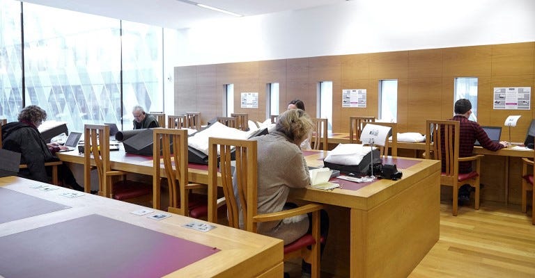 View of the modern reading room at the John Rylands Library.