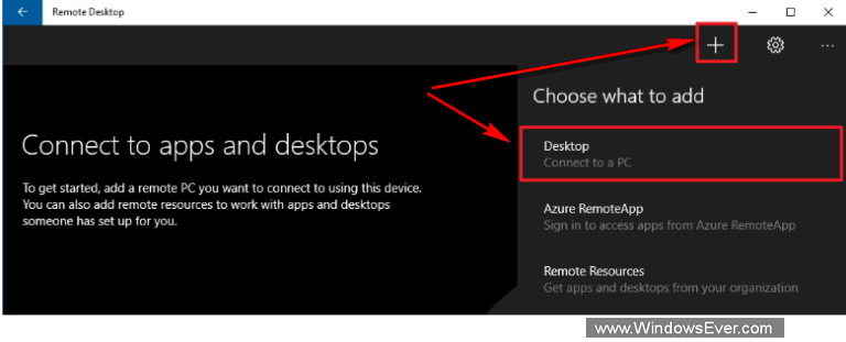 Desktop option
