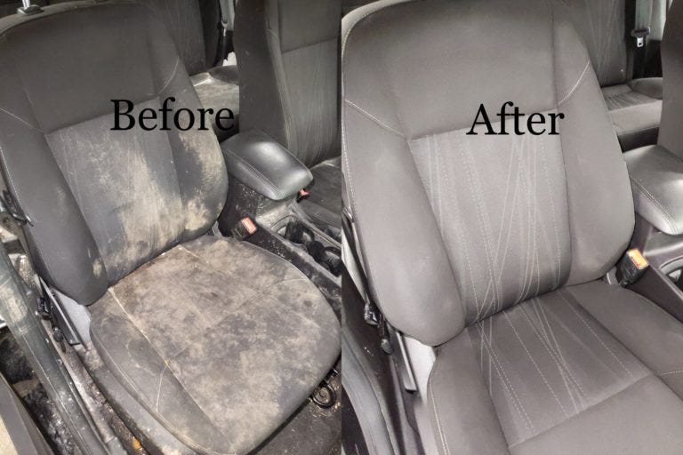 Car Seat Cleaning before/after