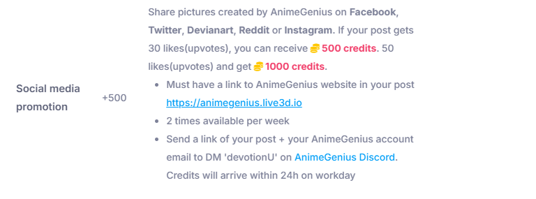 The way to earn credits on AnimeGenius