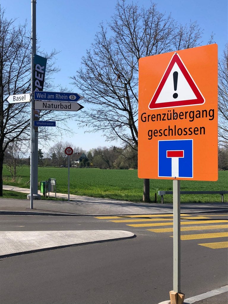 Border closed between Germany and Switzerland (photo: Angelika Baehny)