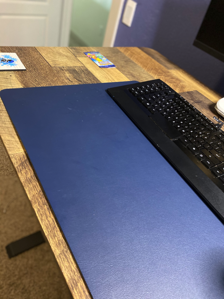 remote work from home office desk essential Leather Desk Pad Protector,Mouse Pad,Office Desk Mat,Non-Slip PU Leather Desk Blotter,Laptop Desk Pad,Waterproof Desk Writing Pad for Office and Home(Dark Blue,31.5