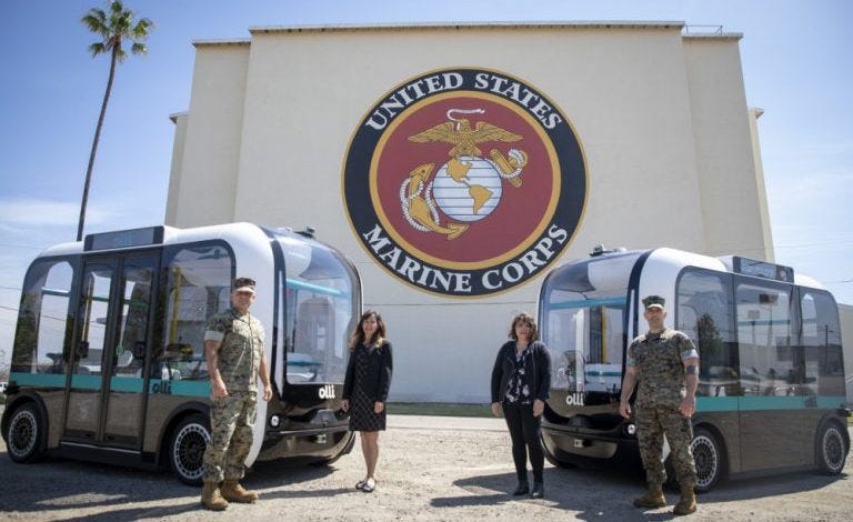 Self-Driving Shuttle At Marine Corps Air Station Miramar