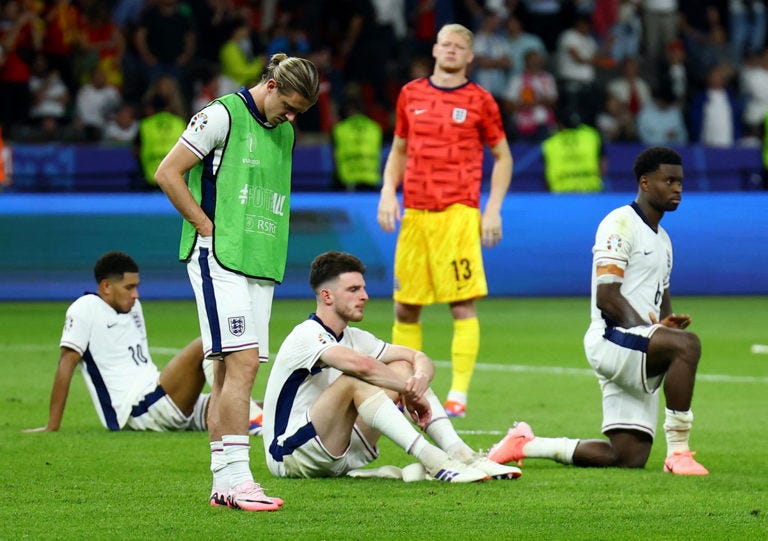 photo of sad England players