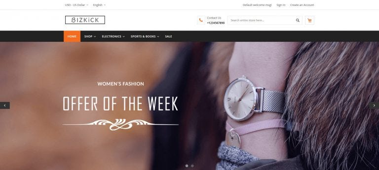 1. BizKick — Free Fashion & Apparel Magento 2 Themes