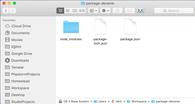 package and node_modules files example