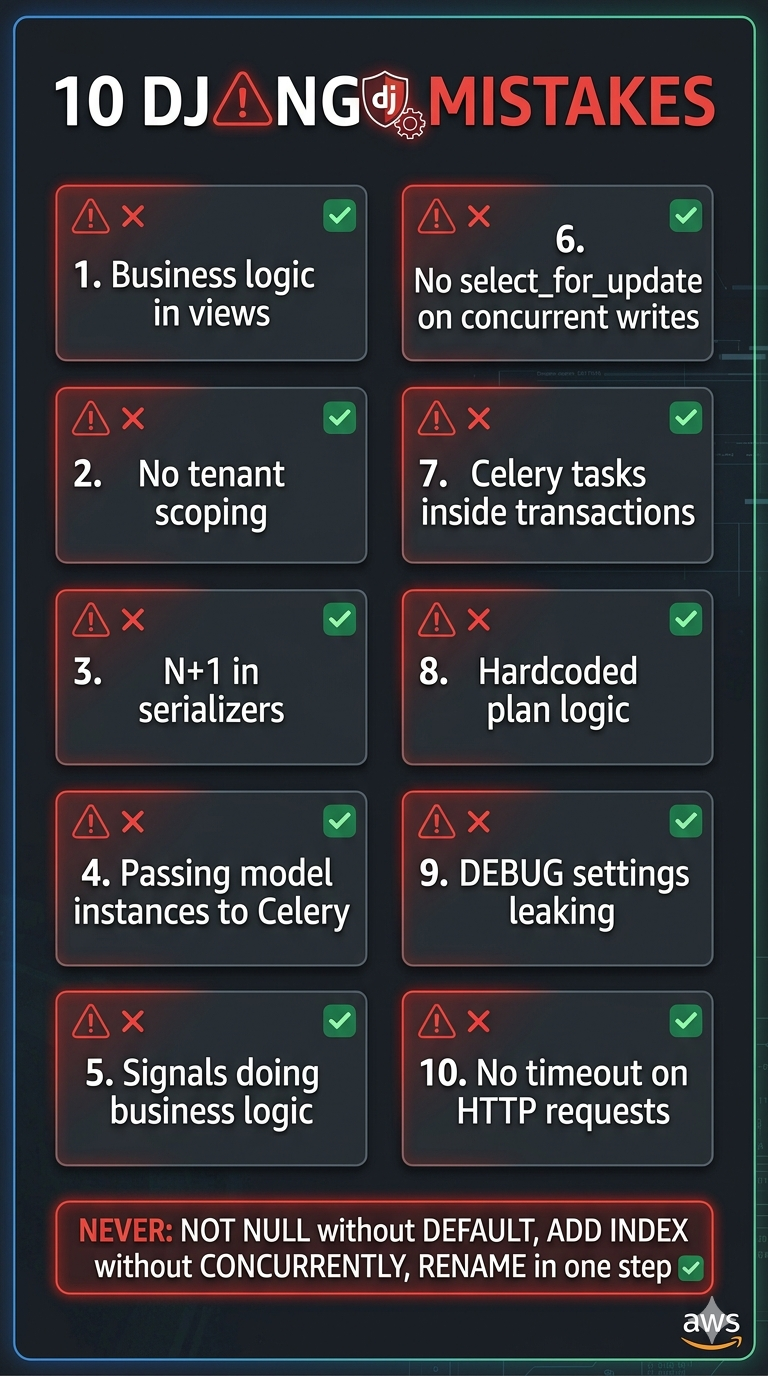 10 Django Mistakes I See in Every SaaS Codebase (And How to Fix Them)