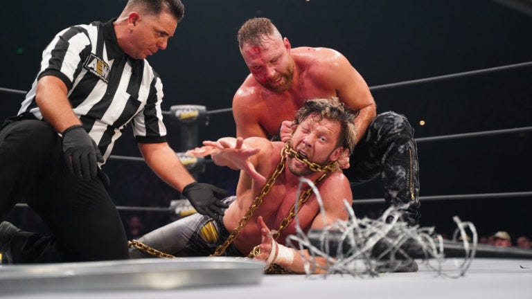 Jon Moxley vs. Kenny Omega in a Lights Out Match at Full Gear. November 9, 2019.